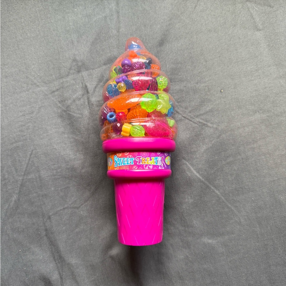 Lisa Frank Sweet Treats Ice Cream Cone Bank and Bead Set
